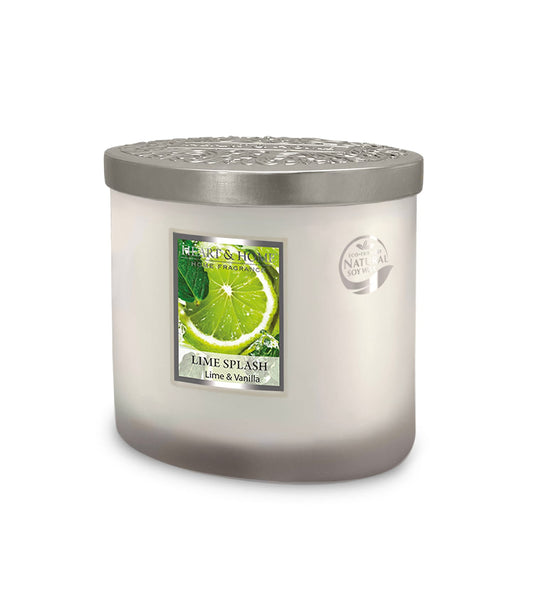Heart & Home Lime Splash Twin Wick Ellipse Soy Candle - 40 Hours Burn