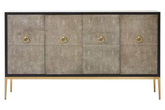 Deruta Grey Shagreen Effect 4 Door Sideboard