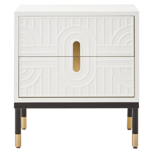 Danta Two Drawer Side Table in Off White