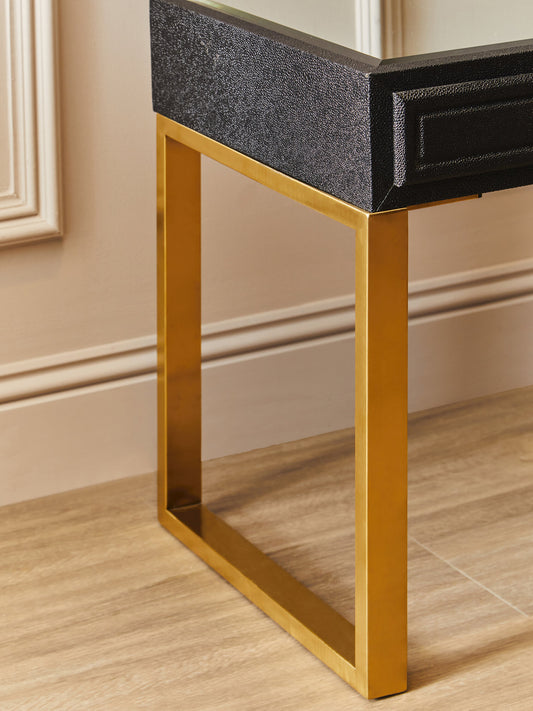 Cardoba 1 Drawer Black Shagreen Effect Side Table