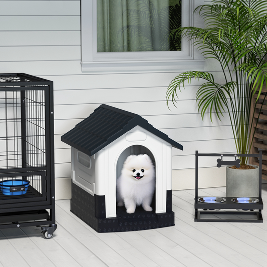 PawHut Dog Kennel for Outside, for XS Dogs, 64.5 x 57 x 66cm, Grey