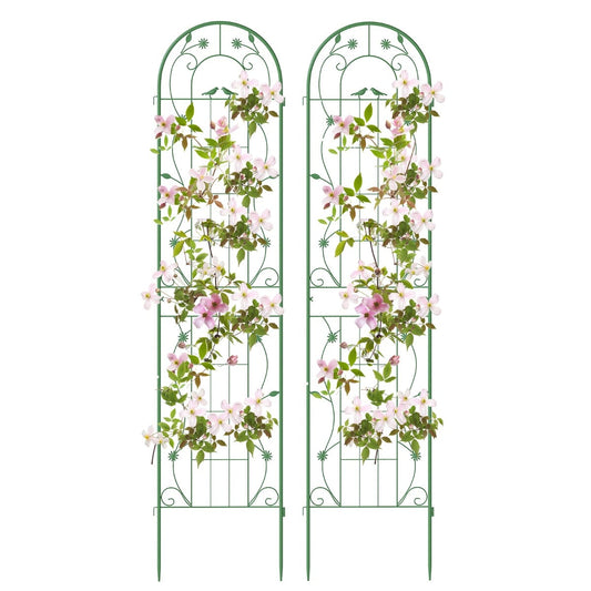 2 Pack Metal Garden Trellis for Climbing Plants Vegetables and Roses-Green