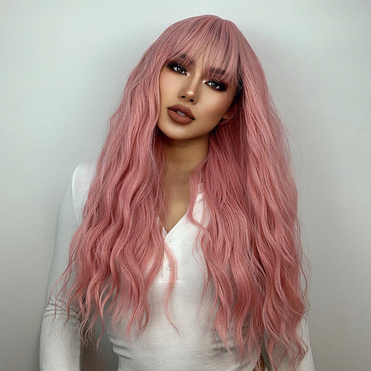 Air Bangs Wavy Long Curly Hair Chemical Fiber Wig Female