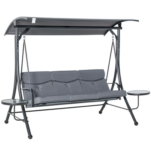 3 Seater Garden Swing Chair & Adjustable Canopy, Cushion & Coffee Tables | Luxury Home Accessories | Heulog Glow