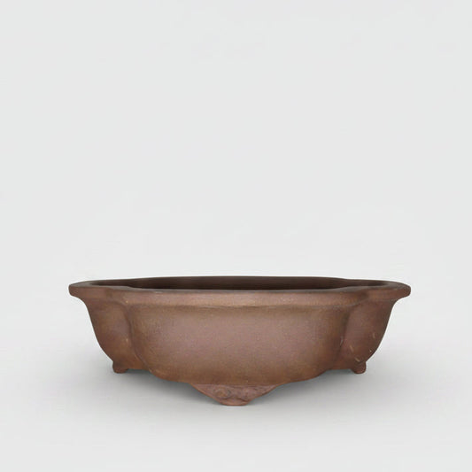 31cm Unglazed Bonsai Pot Oval | 31cm x 25cm x 9cm | Floral | Brown