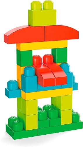 MEGA BLOKS Skyhigh Building toy building set with 100 big and colorful building blocks, gift set for boys and girls, ages 1 and up