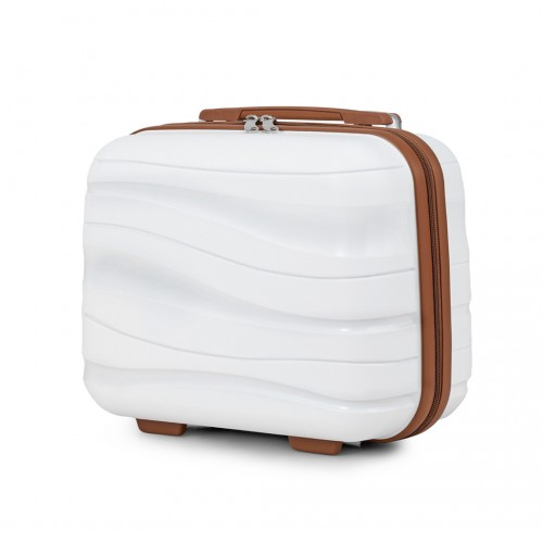 K2094L - Kono 14 Inch Lightweight Polypropylene Hard Shell Vanity Case - Cream
