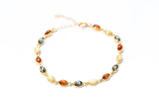 Multicoloured Gold Oval Bracelet