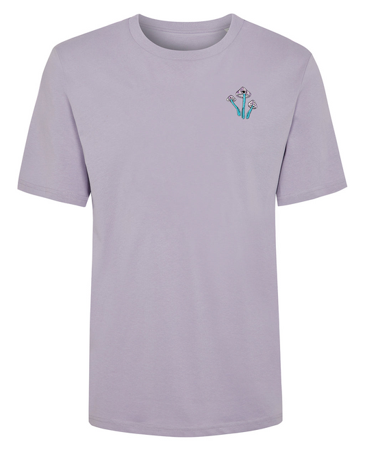 Fungi Embroidered Organic Cotton T-Shirt Lilac