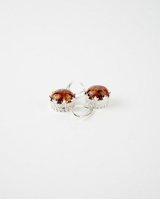 Princess Crown Hoop Drop Earrings