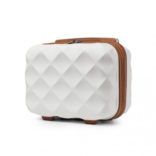 K2395L - British Traveller 13 Inch Ultralight ABS And Polycarbonate Vanity Case - Cream