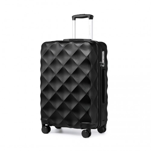 K2395L - British Traveller 24 Inch Ultralight ABS And Polycarbonate Bumpy Diamond Suitcase With TSA Lock - Black