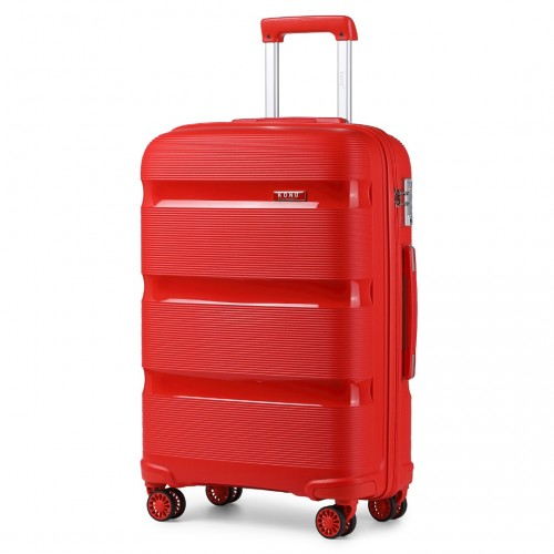 K2092L - Kono 24 Inch Bright Hard Shell PP Suitcase - Classic Collection - Red
