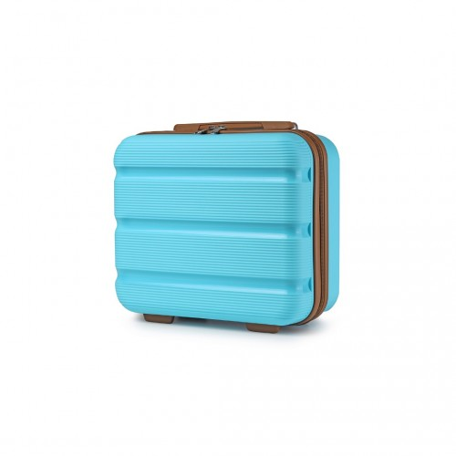 K2092L - Kono 14 Inch Bright Hard Shell PP Vanity Case - Blue and Brown