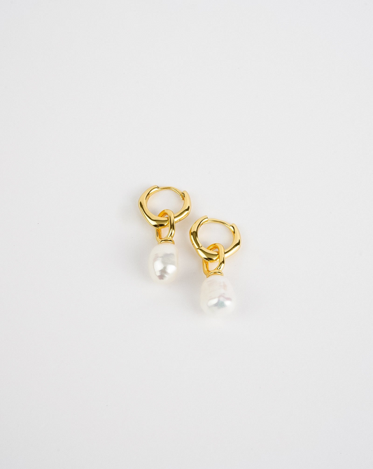 Hoop Drop Pearl Earrings