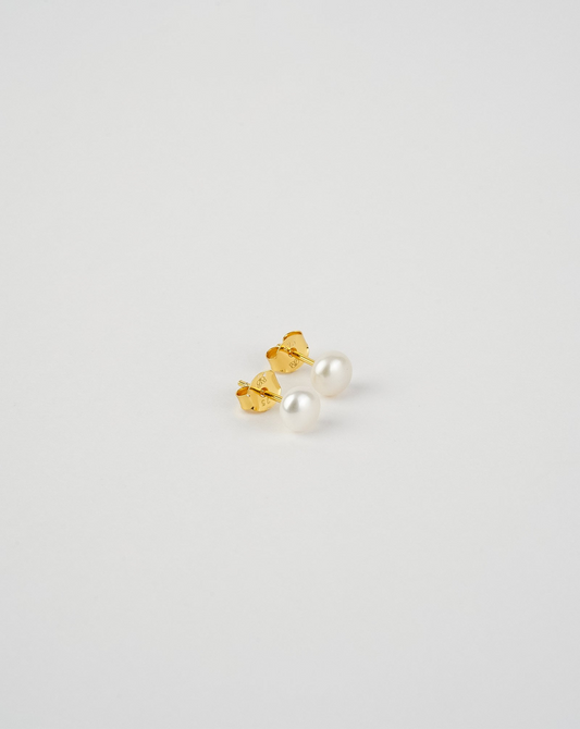 Button Freshwater Pearl Stud Earrings