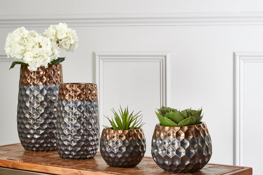 Galaxy Small Ceramic Planter with Metallic Finish