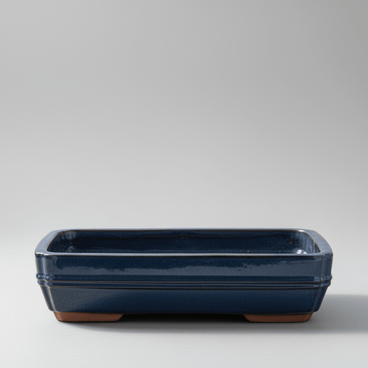 37cm Glazed Bonsai Pot | Rectangle | 37cm x 28cm x 9cm | Blue | Luxury Home Accessories | Heulog Glow