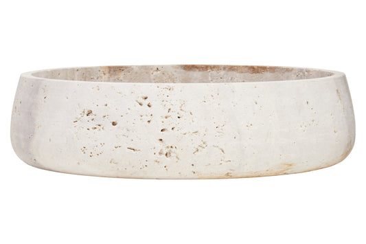 Tibor Travertine Bowl with Raised Edges