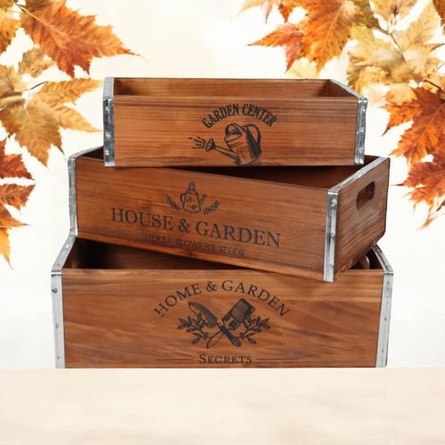 38/34/30CM SET 3 WOODEN TRAYS