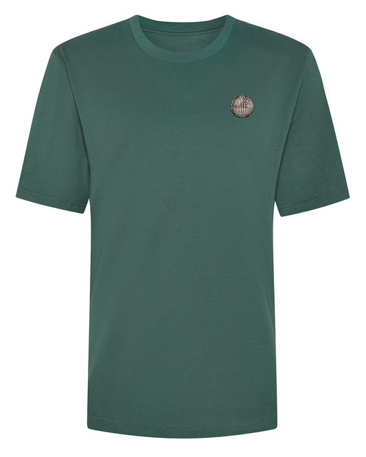 Disco Ball Embroidered Organic Cotton T-Shirt Green