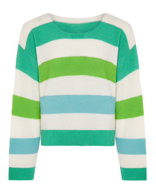 Striped Dropped Shoulder Top Green & Blue
