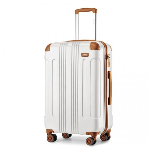 K1777-1L - Kono 28 Inch ABS Lightweight Compact Hard Shell Travel Luggage For Extended Journeys - Cream