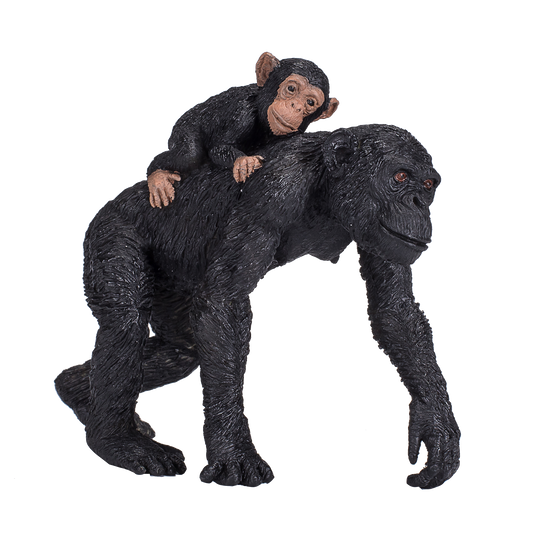 Chimpanzee and Baby Toy Realistic Wildlife Figurine