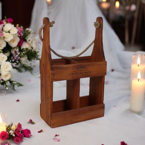 39CM WOODEN 2 BOTTLE WINE HOLDER