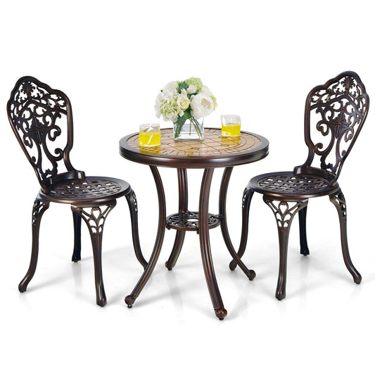 3 Pieces Patio Bistro Set for Porch Garden Poolside Backyard-Copper