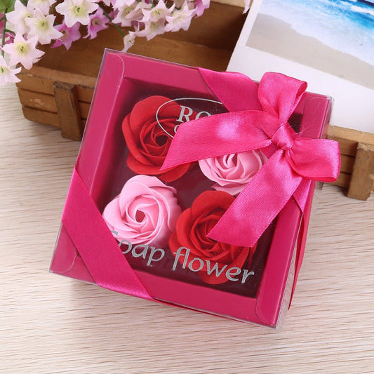 4 Rose Soap Flowers Gift Box For Valentine's Day | Luxury Home Accessories | Heulog Glow