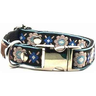 Elegant Cotton Dog Collar with Personalised Engraved Charm by Lollipollipocket
