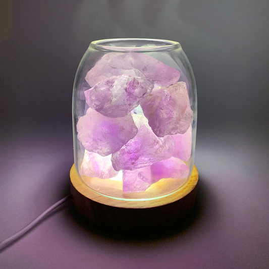 AURORA 2 Crystal Light | Essential Oil Diffusing | Natural Quartz 500g | Options - Amethyst / Green Calcite