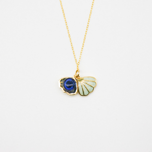 Green Shell Murano Aroma Necklace - Oceanic Depths | Energy & Healing | Diffuse on the go | Sterling Silver Gift