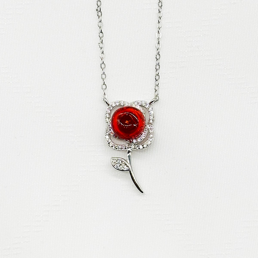 Sterling Silver Rose Garden Aroma Necklace - Crimson | Energy & Healing | Diffuse on the go
