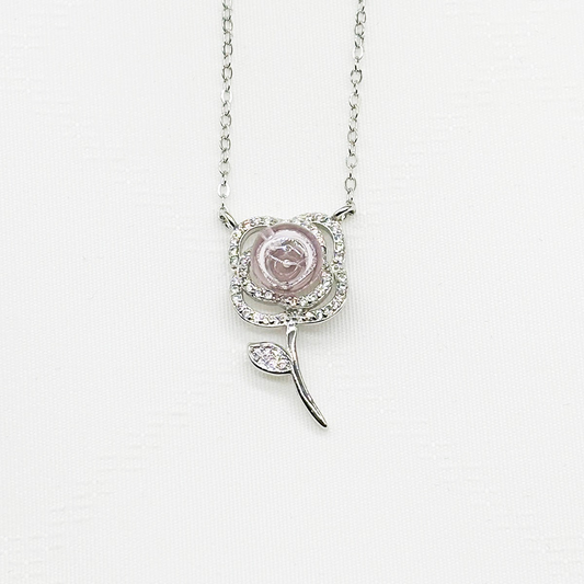 Sterling Silver Rose Garden Aroma Necklace - Pink | Energy & Healing | Diffuse on the go