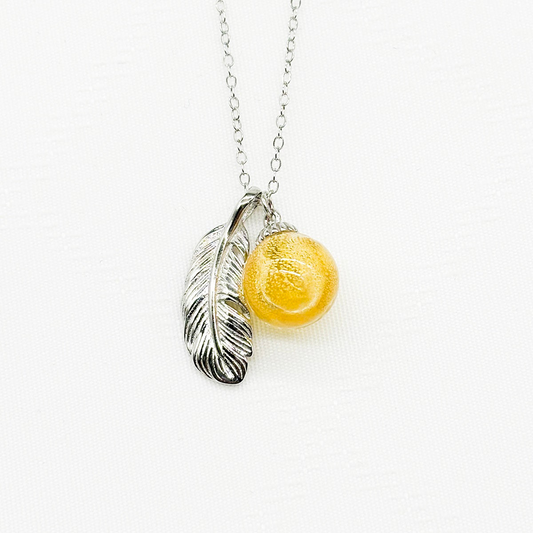 Sterling Silver Leave Aroma Necklace - Yellow | Energy & Healing | Diffuse on the go