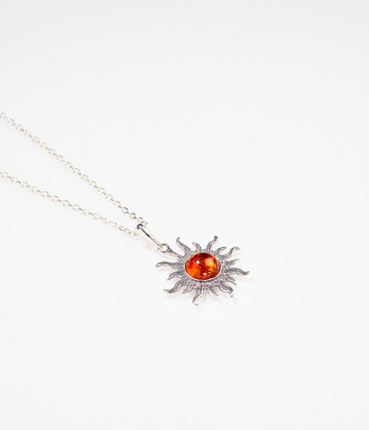 Amber Sun Charm Pendant