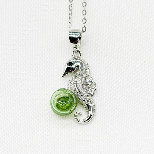 Sterling Silver Sea Horse Aroma Necklace - Lime | Energy & Healing | Diffuse on the go