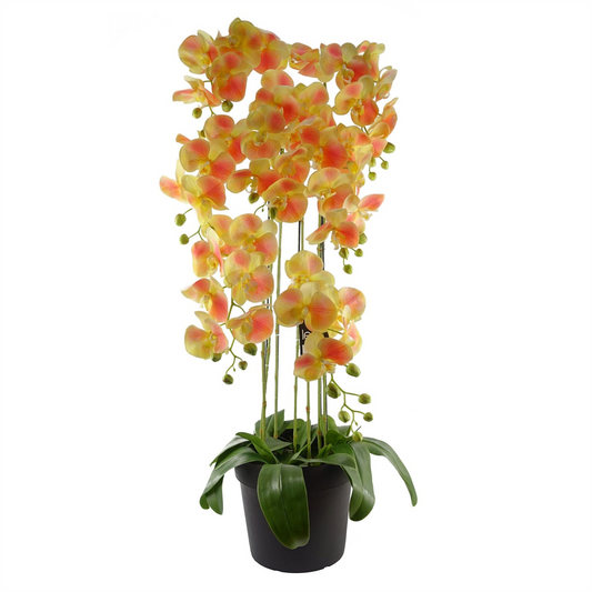 Large Yellow Artificial Orchid Plant Artifcial 41 REAL TOUCH flowers Botanik