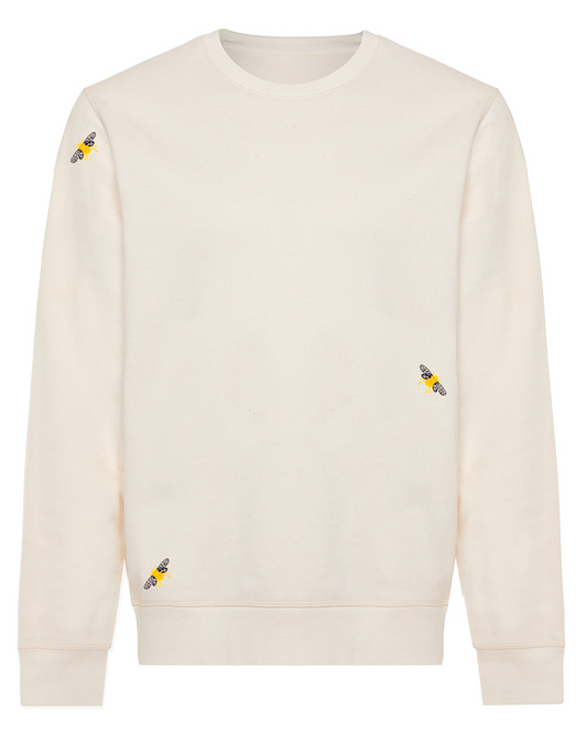 Bee Embroidered Sweatshirt Ecru