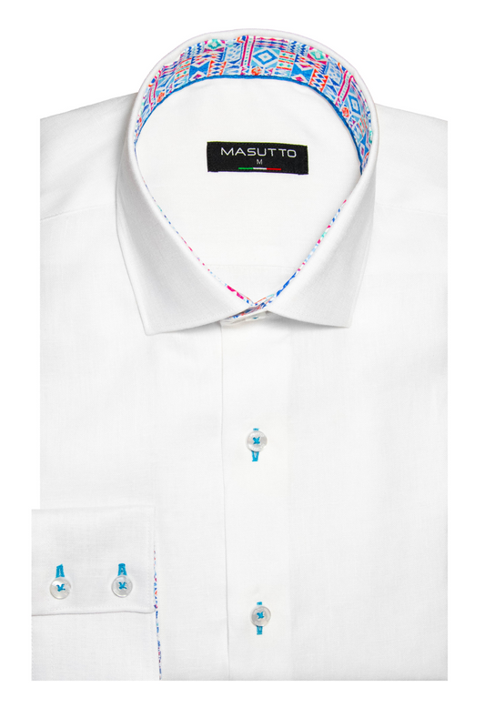 MASUTTO TORRE/05 LINEN LONG SLEEVE BUTTON DOWN SHIRT