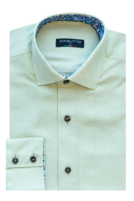 MASUTTO DELLA/03 LINEN LONG SLEEVE BUTTON DOWN SHIRT