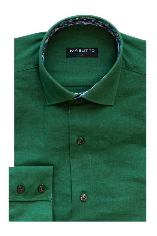 MASUTTO DELLA/08 LINEN LONG SLEEVE BUTTON DOWN SHIRT