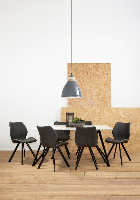 Weston Marble Effect Dining Table with 6 Chairs Set