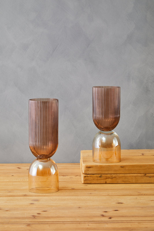 Esma Small Amber and Brown Glass Vase