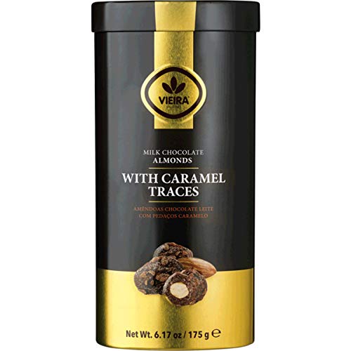 Vieira Covered Almonds Milk Chocolate with Caramel Pieces of tin 175 g