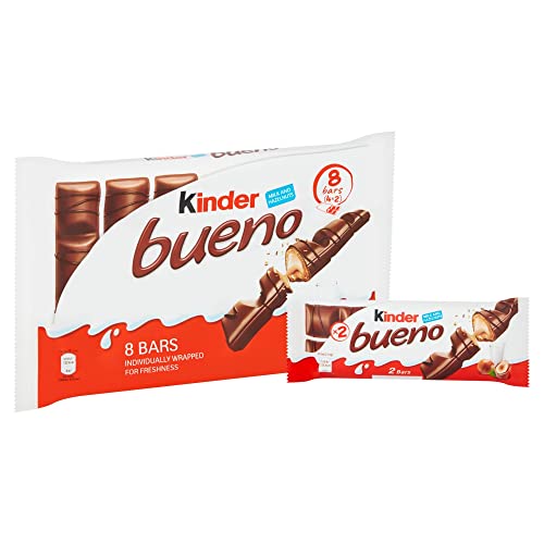 Kinder Bueno White Wafer Twin Bars, Bulk Chocolate Gift Pack, Milk Chocolate Covered Wafer with Milky and Hazelnut Filling, Pack of 11 x 8 (88pcs)