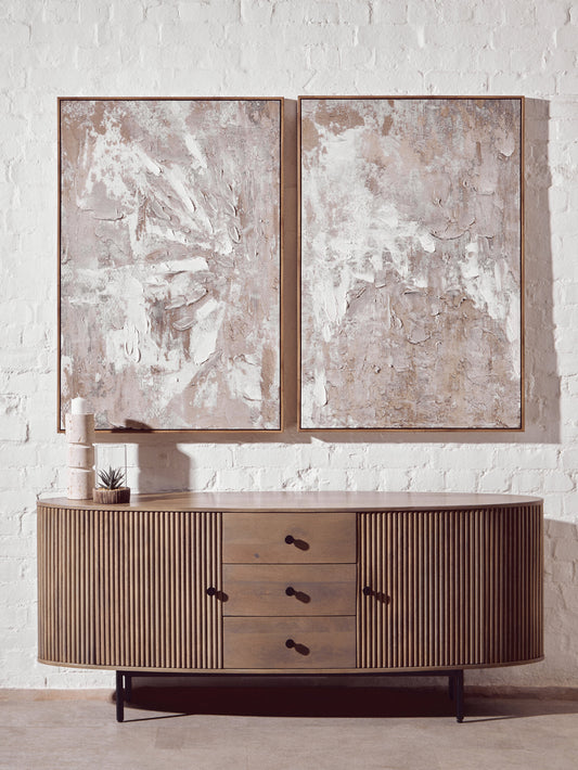 Torello Two Door Three Drawer Grey Mango Wood Sideboard
