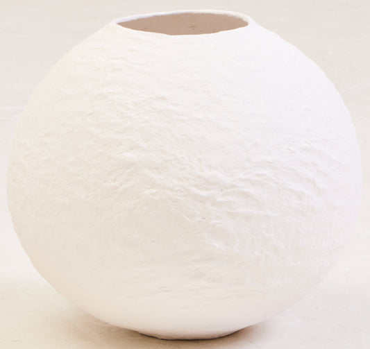Sanai Cotton Mache Small White Round Vase